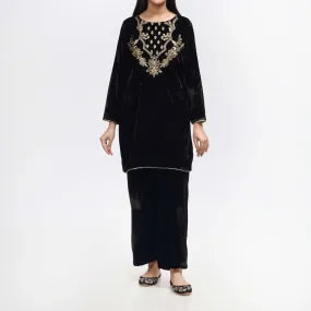 2PC- Embroidered Velvet Suit PW9137