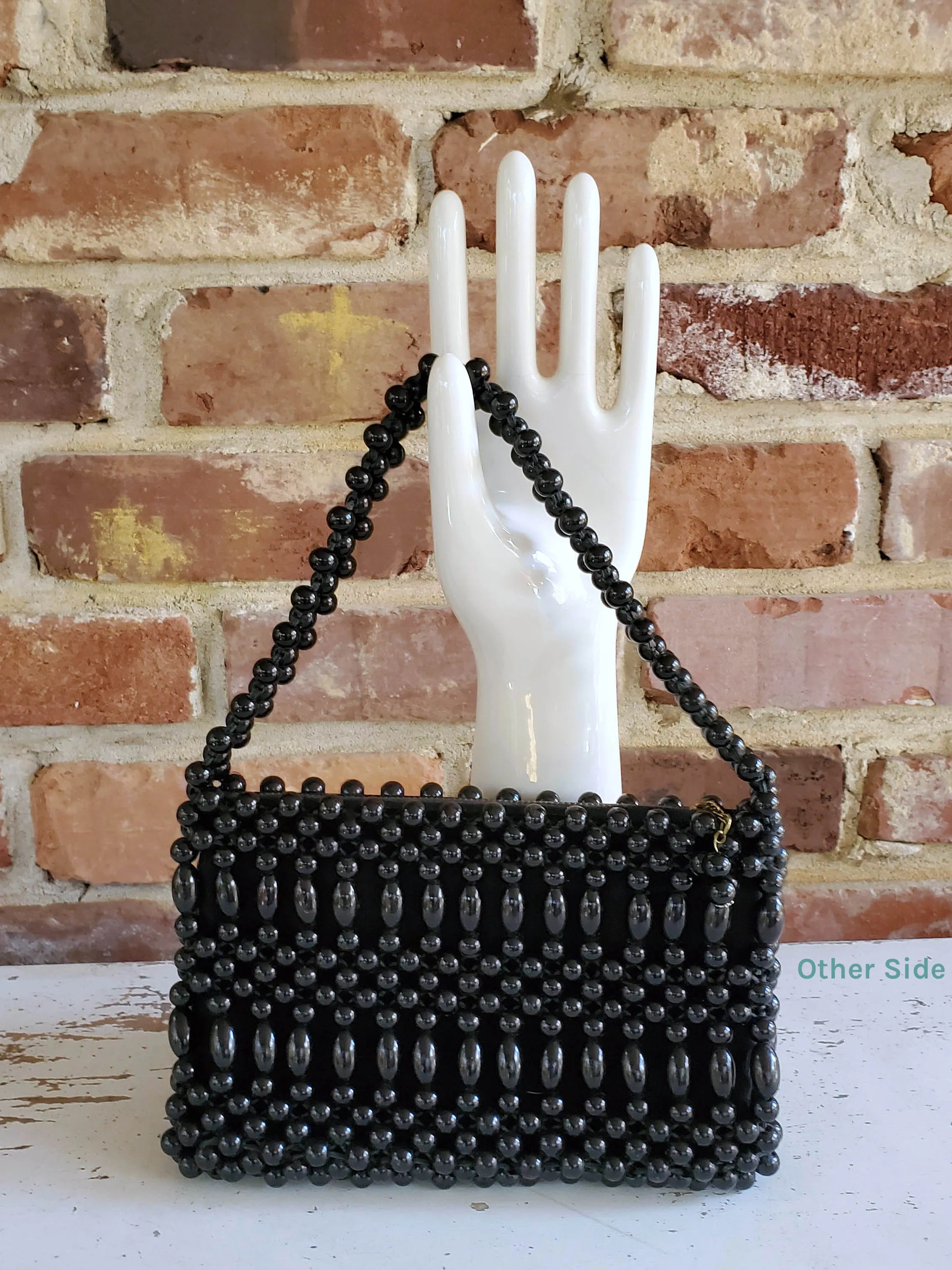 60s Purse - Black Mod Beaded Handbag