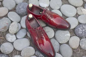 Awesome Handmade Men's Burgundy Leather Brogue Toe American Luxury Shoes, Men Dress Formal Lace Up Shoes