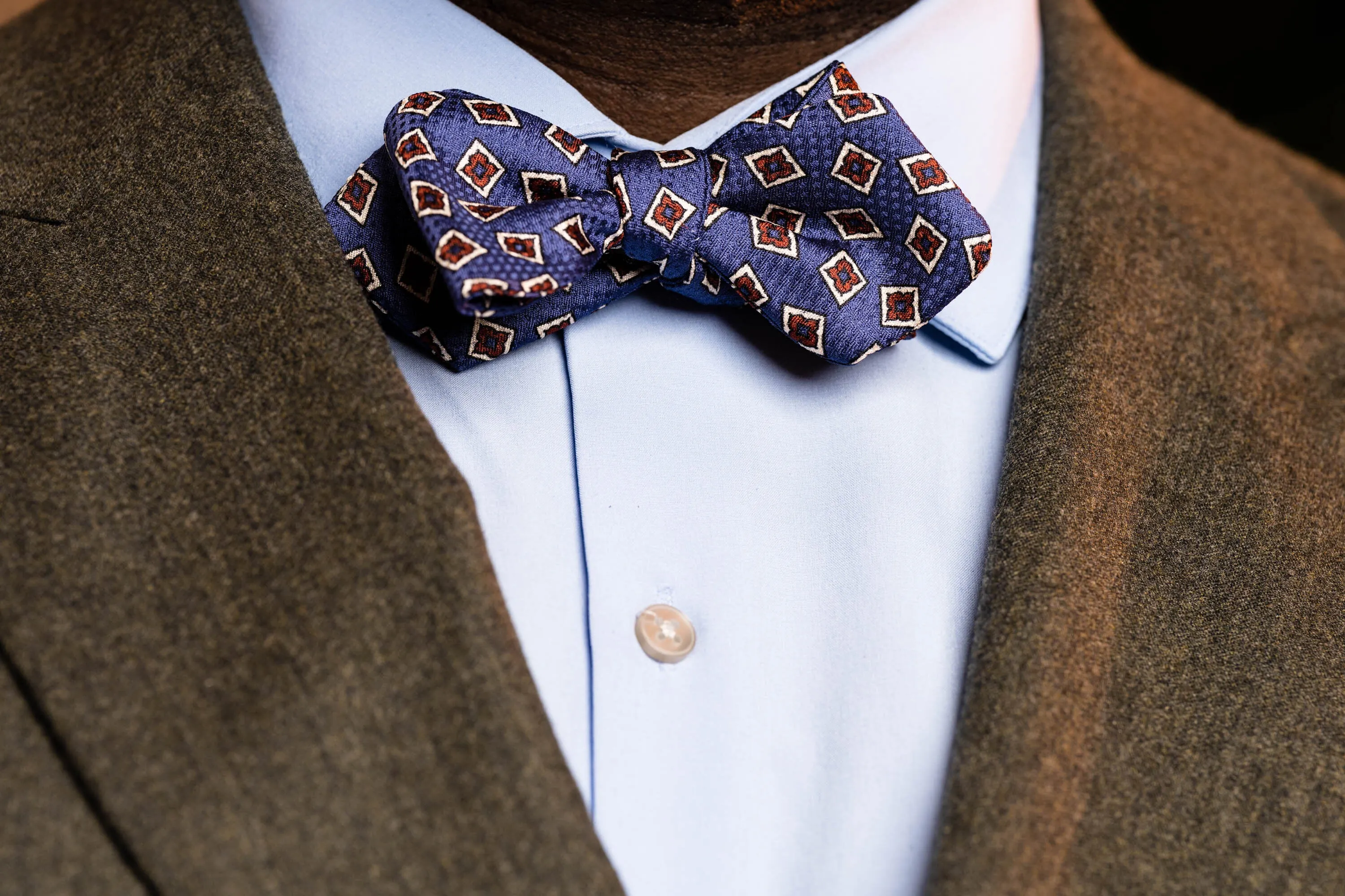 Butcher Blue Jacquard Woven Bow Tie