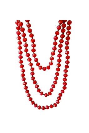 Cherry Red Crystal Beaded Necklace