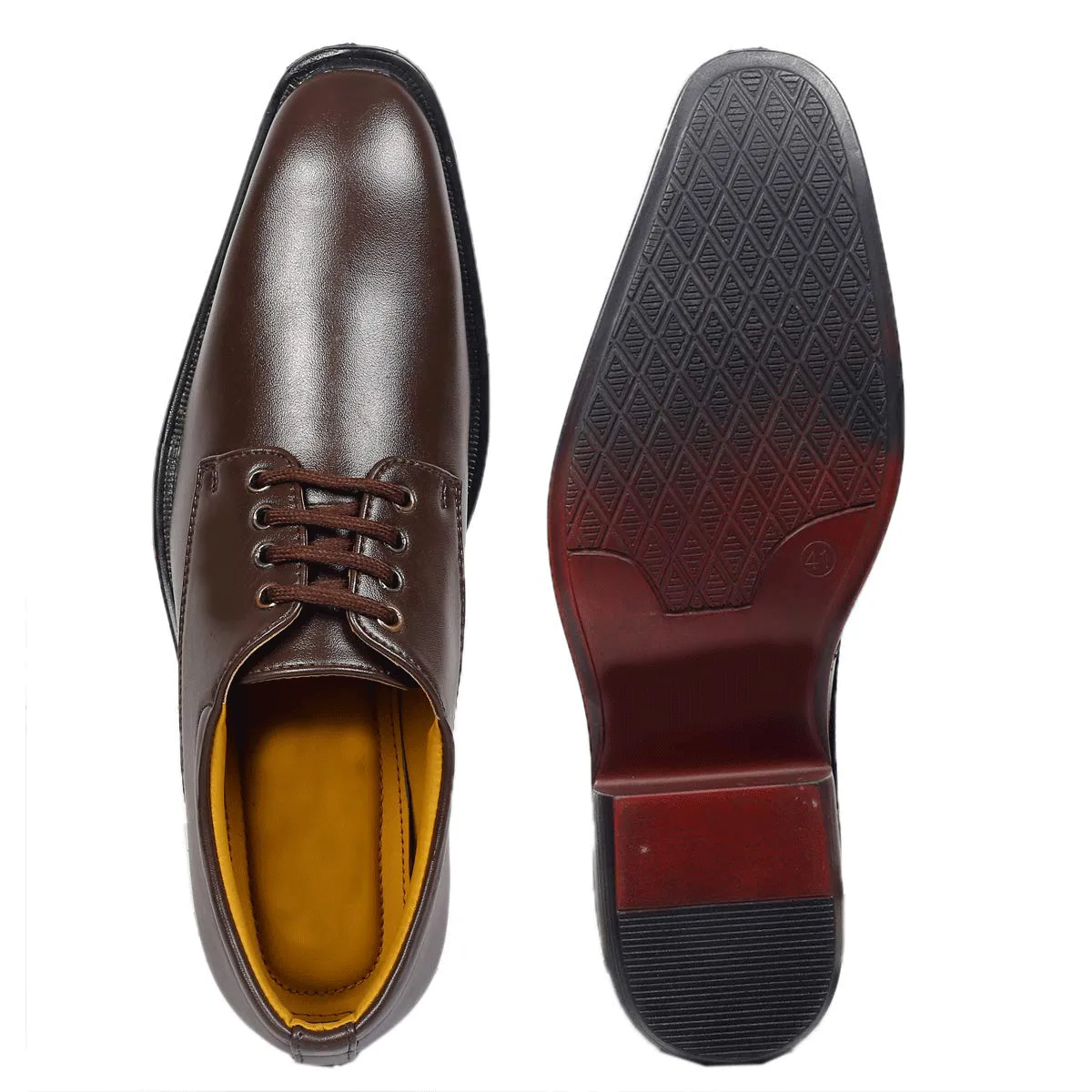 Classic Pattern Height Increasing Brown Casual, Formal Office Wear Derby Shoes-JonasParamount