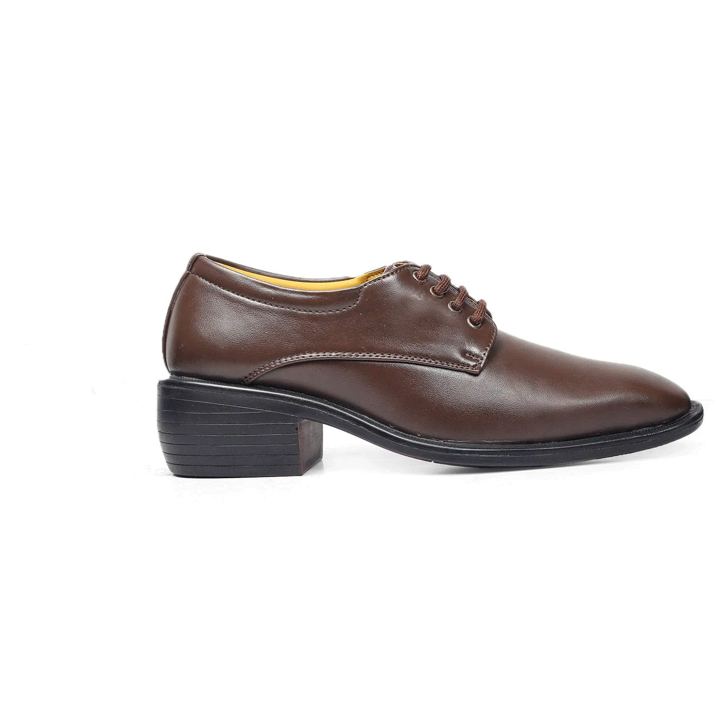 Classic Pattern Height Increasing Brown Casual, Formal Office Wear Derby Shoes-JonasParamount