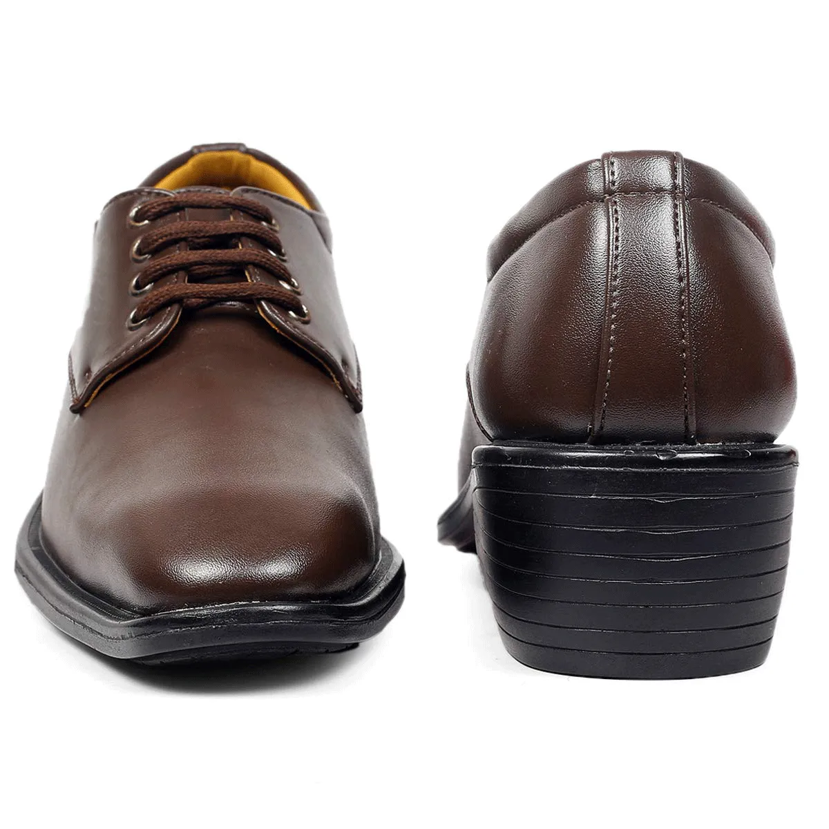 Classic Pattern Height Increasing Brown Casual, Formal Office Wear Derby Shoes-JonasParamount