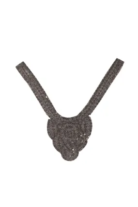 Decorative Heavily Embellished Gunmetal Beaded Neck