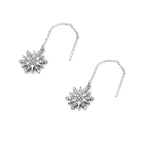 Disney® Milca Dendrites Snowflakes Silver Threaded Earrings with Zirconia Stones