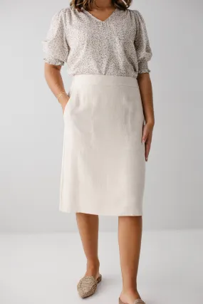 'Emily' Knee Length Linen Blend Skirt