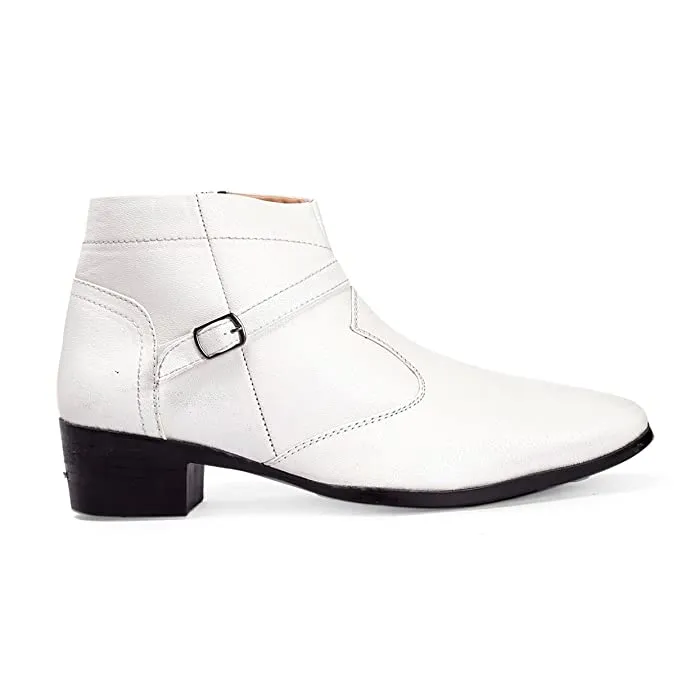 Fashionable Height Increasing Formal Buckle Zipper Boots For Men's-JonasParamount