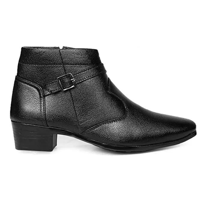 Fashionable Height Increasing Formal Buckle Zipper Boots For Men's-JonasParamount