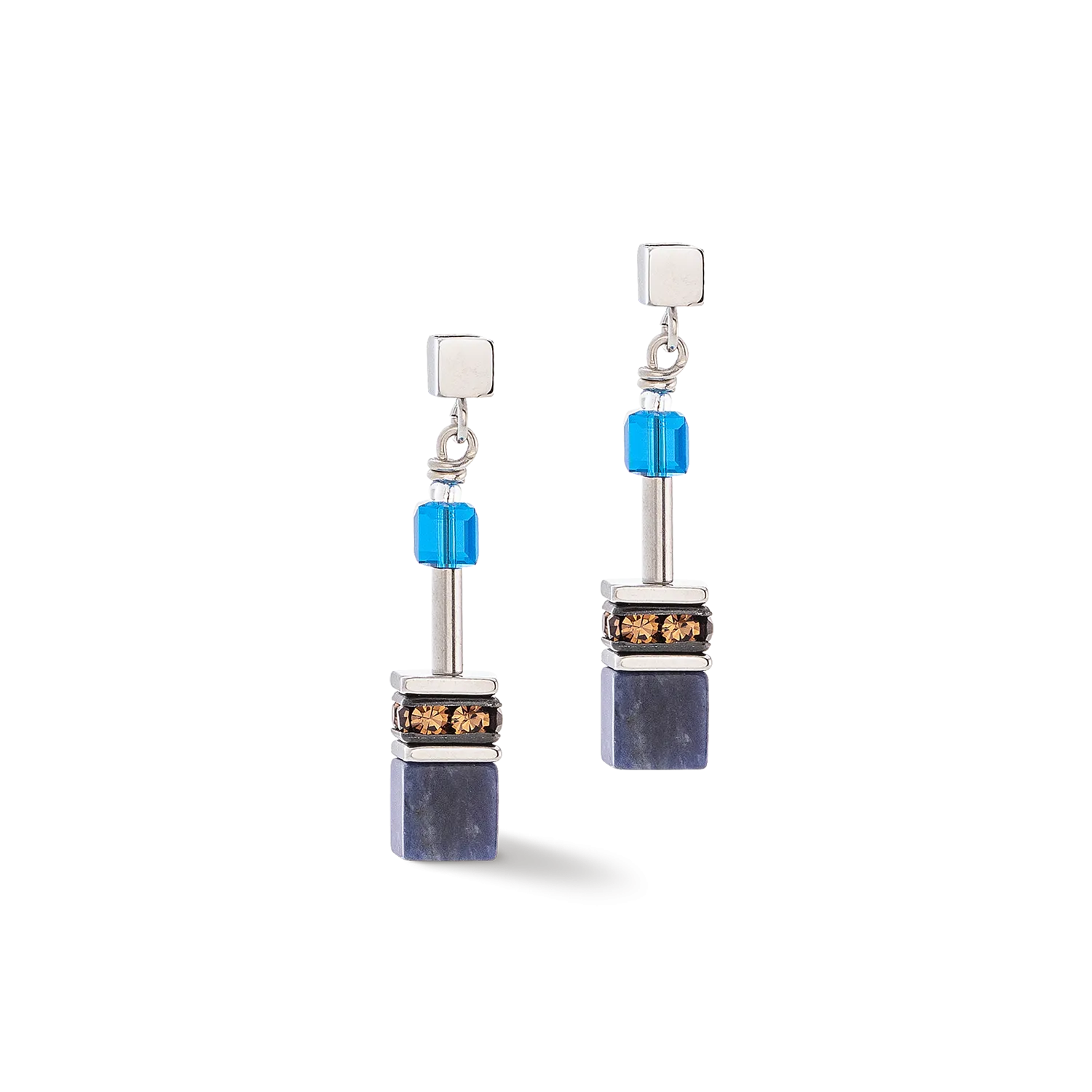 GeoCUBE® Iconic Precious earrings blue-brown