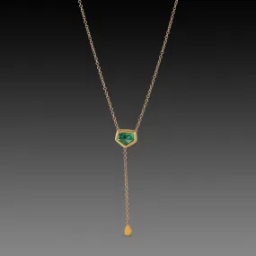 Geometric Emerald Necklace with Gold Drop