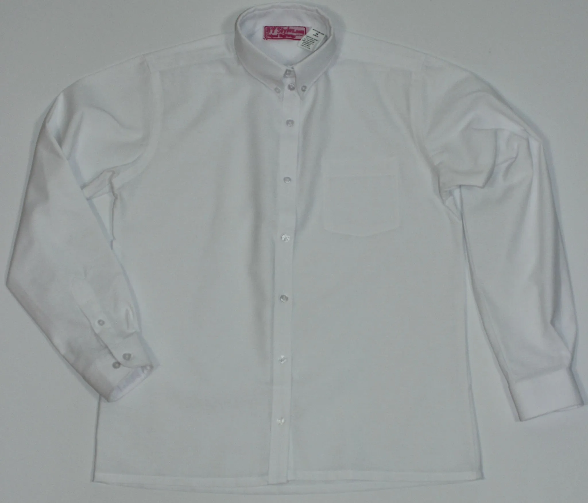 Girls White Oxford Husky Blouse Straight Hem