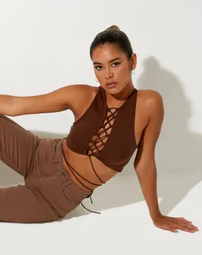 Giwta Crop Top in Lycra Cocoa