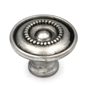 Hickory Hardware Silver Stone 1 1/8 Beaded Round Cabinet Knob Pull P3473-ST