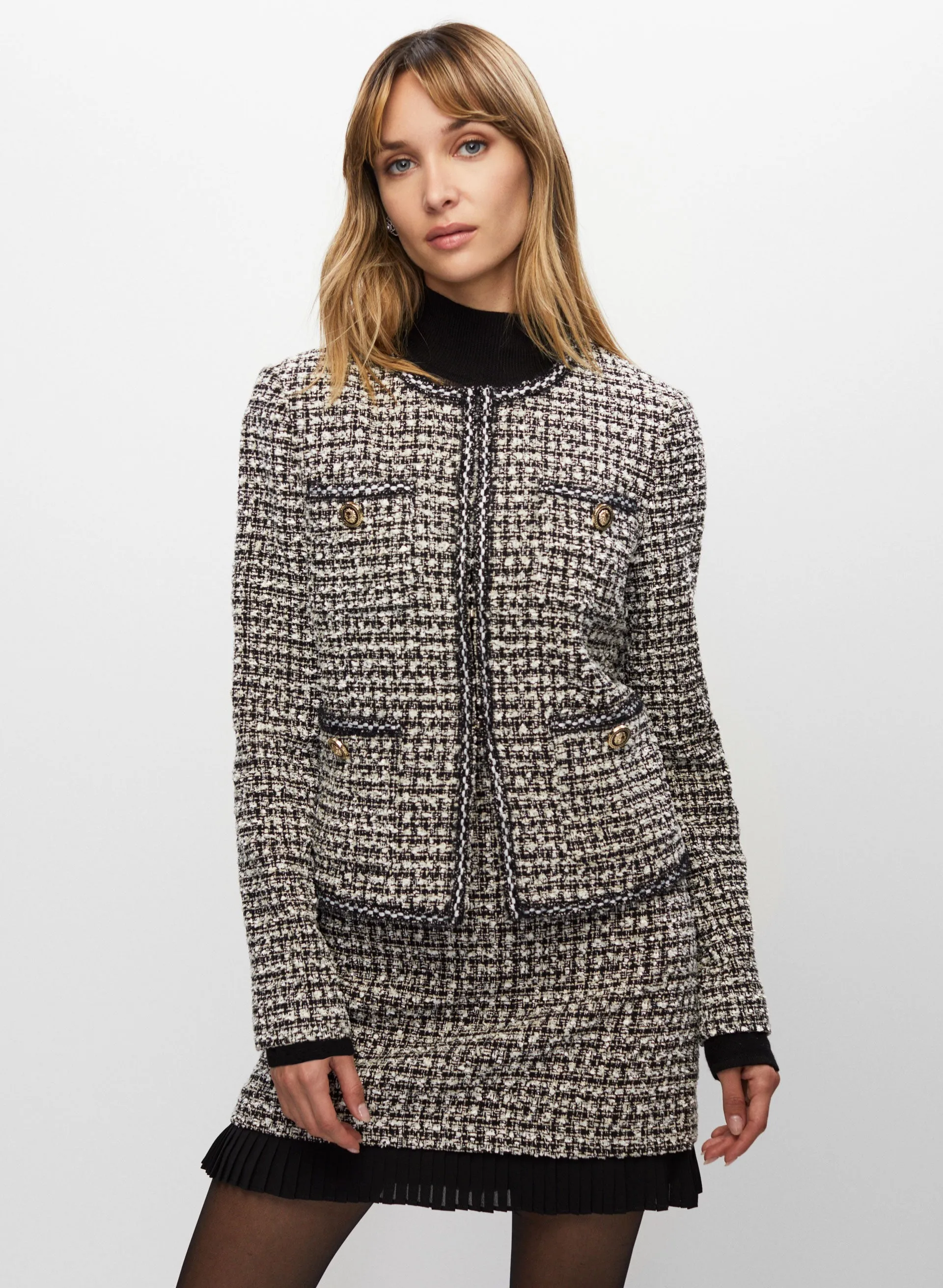 Houndstooth Motif Jacket