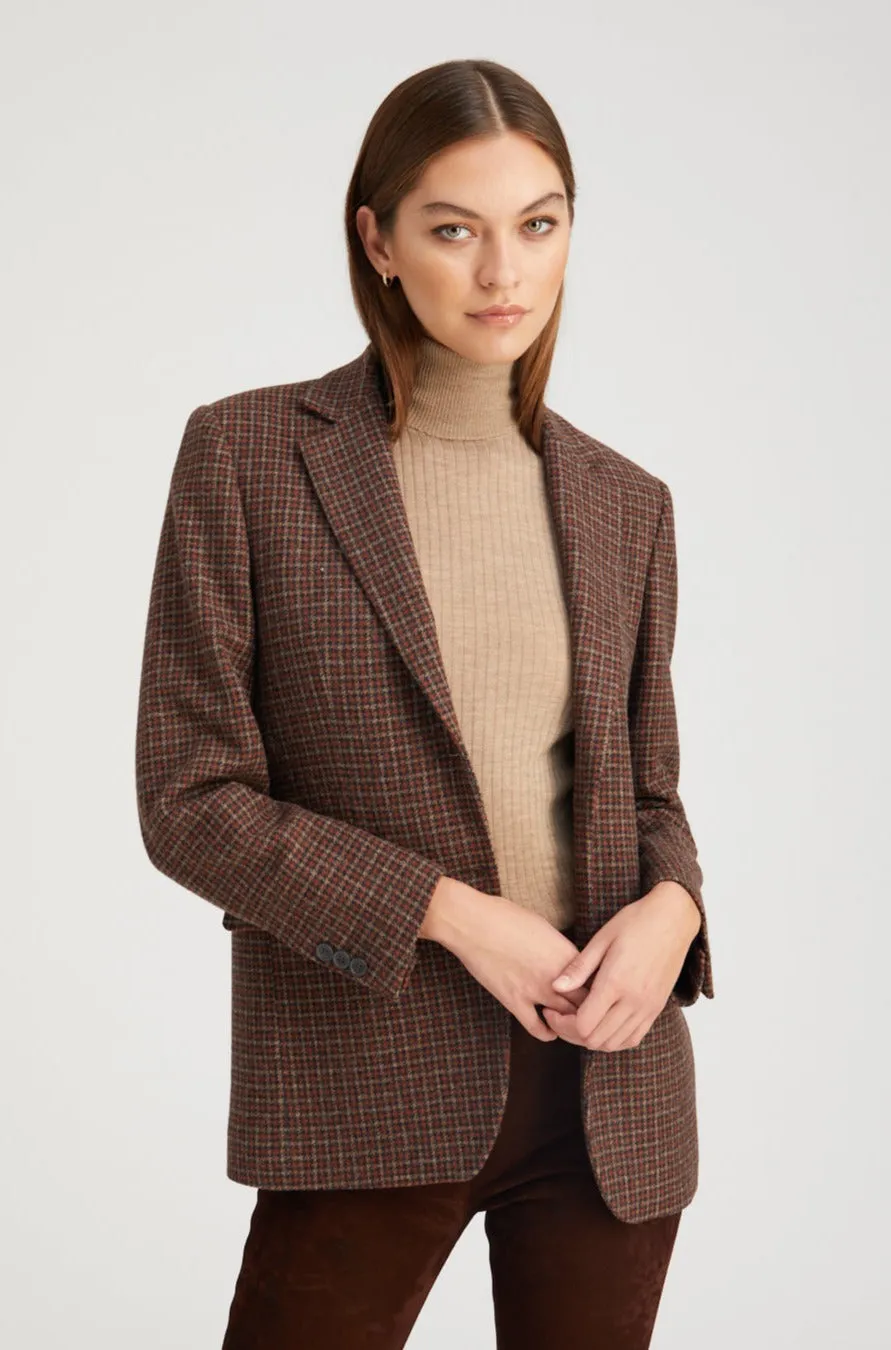 Houndstooth Wool Oversized Blazer