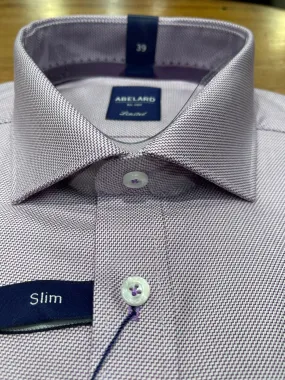 Long Sleeve Business Shirt - Geometric - Mauve & White