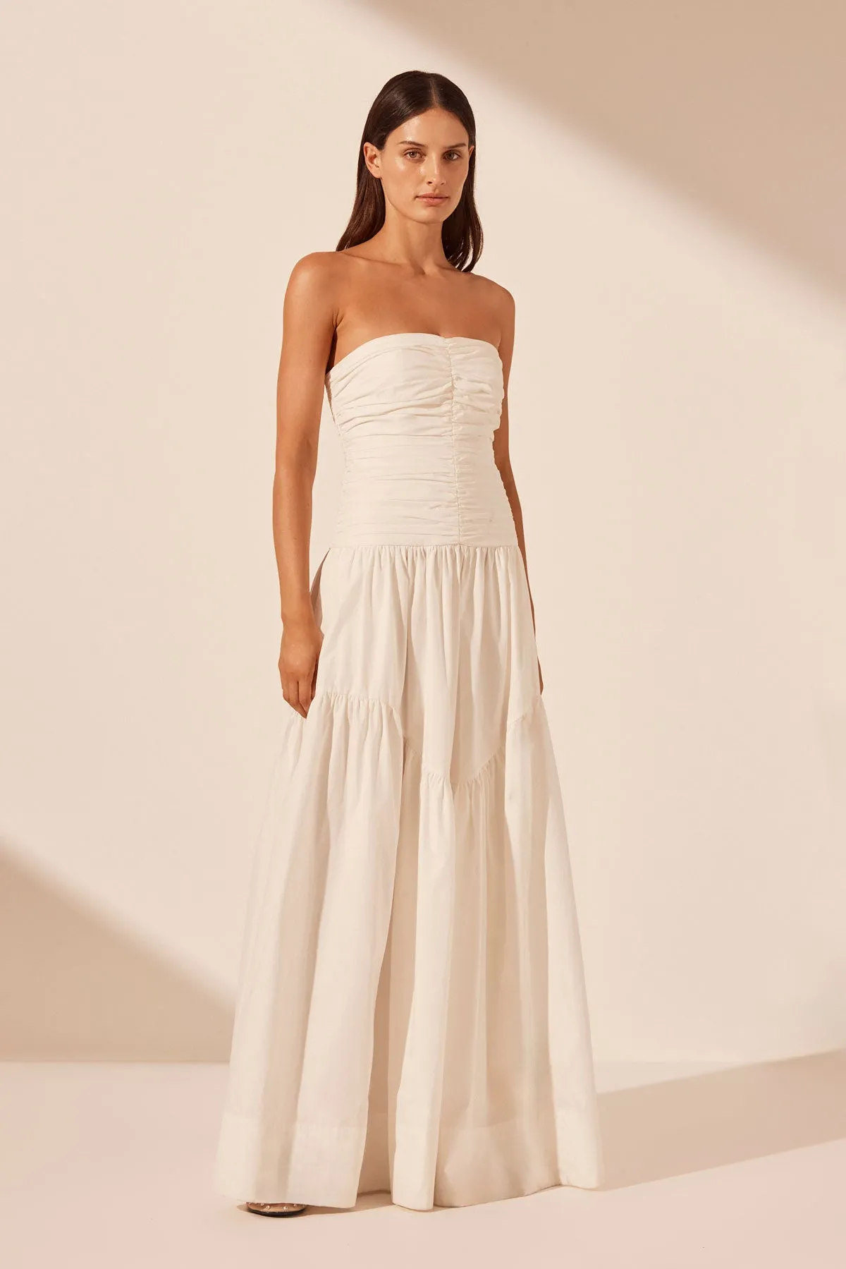 MAIORI CONTOUR RUCHED MAXI DRESS - IVORY