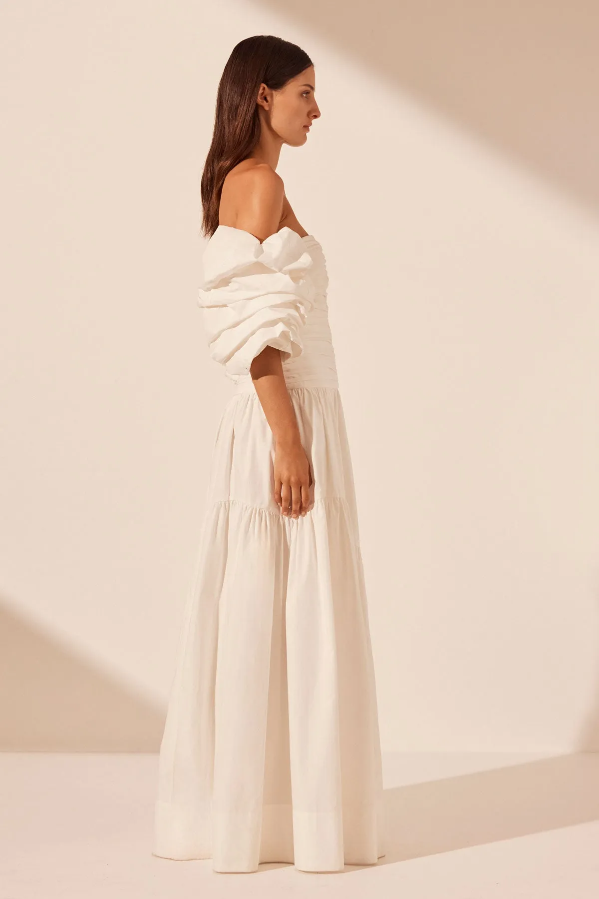 MAIORI CONTOUR RUCHED MAXI DRESS - IVORY