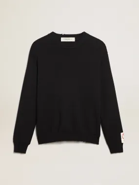 Men’s round-neck sweater in dark blue cotton