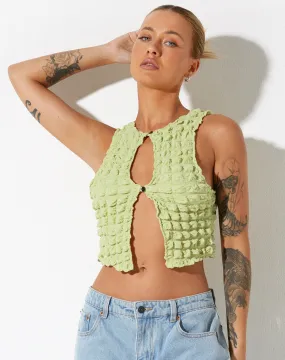 Neno Crop Top in Big Bubble Jersey Pastel Lime