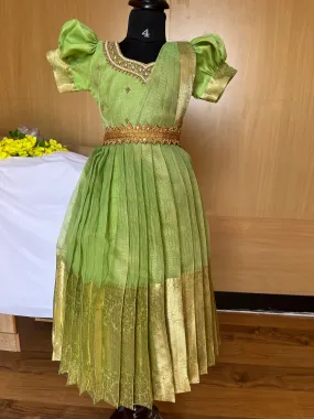 PRE ORDER : Elegant Green Tissue Silk Lehenga with Puff Sleeves