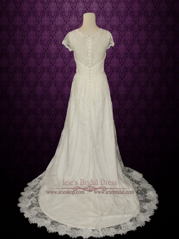 Ready to Ship Vintage Lace Wedding Dress with V Neck ANA