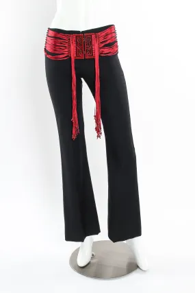 Ribbon Beaded Buckle Wool Pant