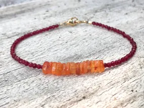 Ruby Bracelet - Carnelian Bracelet - Ruby Jewelry - Carnelian Jewelry - Red Beaded Bracelet - Women's Bracelet - July Birthstone