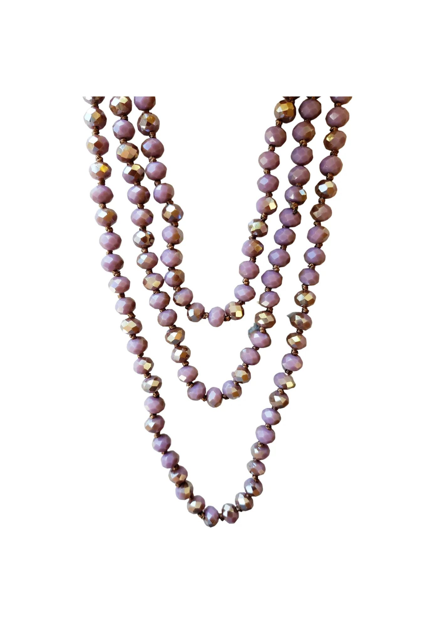 Taupe and Purple Crystal Beaded Necklace