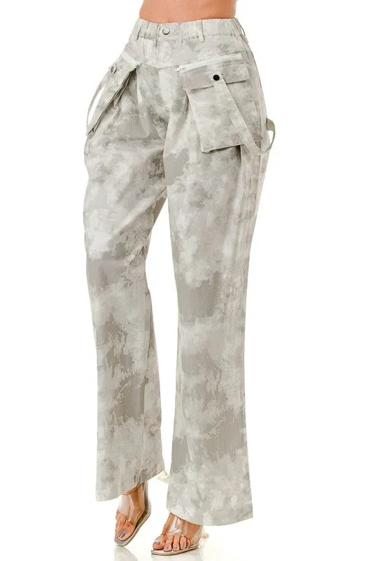 Washed Long Cargo Camo Pants