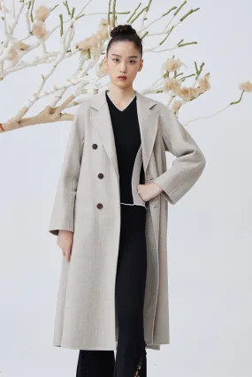 Women's herringbone cashmere long coat